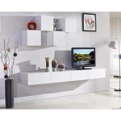 Galaxi Floating TV Cabinet In Gloss White 2.4m