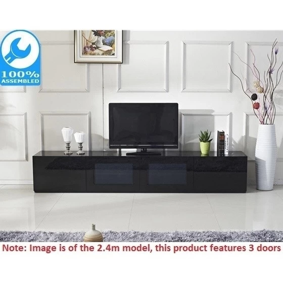 Grandora TV Entertainment Unit In Gloss Black 1.8m