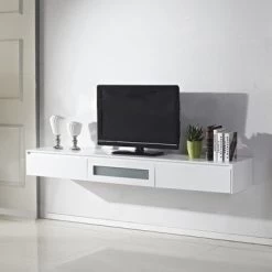 Expressia Floating TV Cabinet In Gloss White 2m