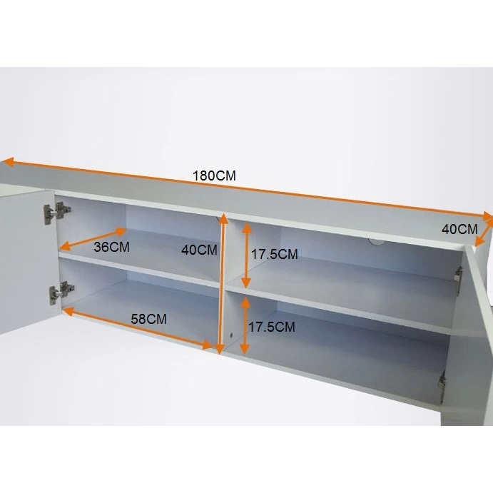 Glacia Floating TV Cabinet In High Gloss White 1.8m - Image 2