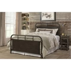 Westminster Queen Size Metal Bed Frame In Rustic Brown