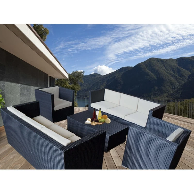 Bella 8 Seat PE Wicker Outdoor Lounge Set In Black