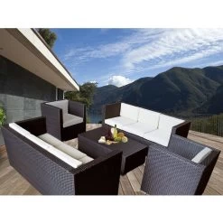 Bella 8 Seat PE Wicker Outdoor Lounge Set In Brown