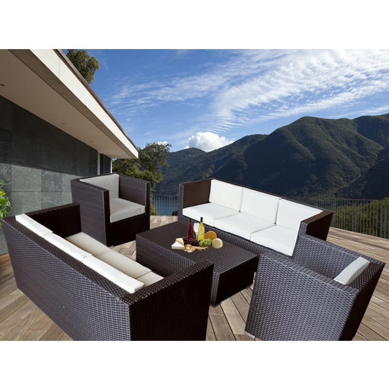 Bella 8 Seat PE Wicker Outdoor Lounge Set In Brown