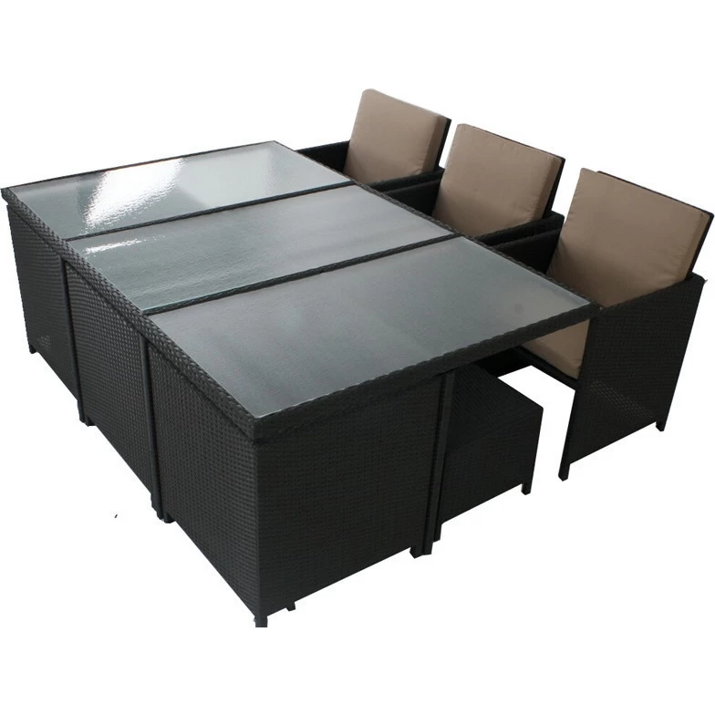 Centra 12 Seat PE Wicker Outdoor Dining Set - Black - Image 2