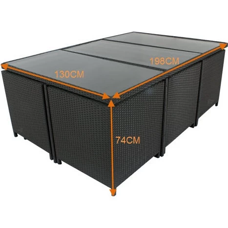 Centra 12 Seat PE Wicker Outdoor Dining Set - Black - Image 5