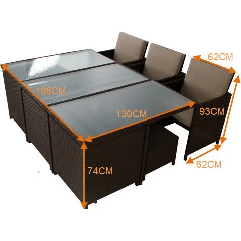 Centra 12 Seat PE Wicker Outdoor Dining Set - Brown - Image 6