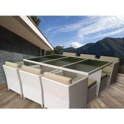 Centra 12 Seat PE Wicker Outdoor Dining Set - White