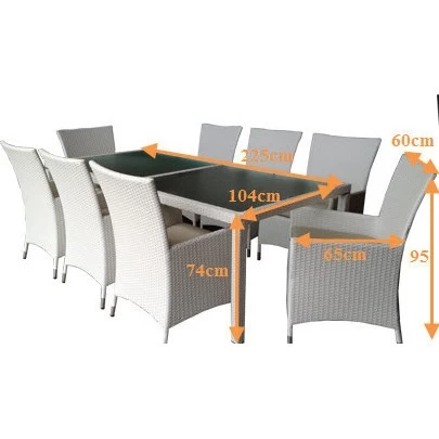 Millana 8 Seat PE Wicker Outdoor Dining Set - White - Image 4