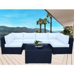 Majeston 6 Seat Modular Outdoor Lounge Set In Black