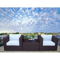 Modena 3 Piece PE Wicker Outdoor Lounge Set - Brown