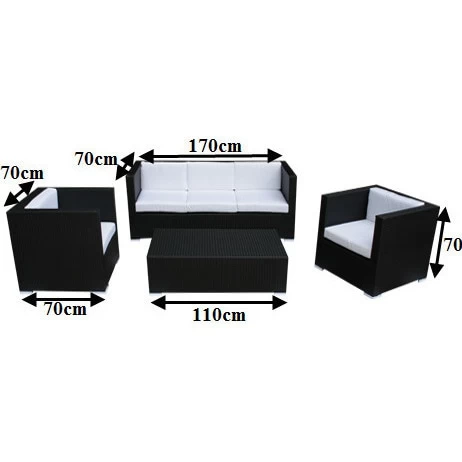 Selina 5 Seat PE Wicker Outdoor Lounge Set In Black - Image 2