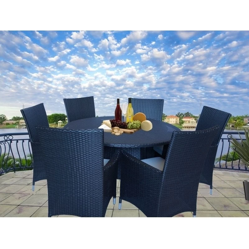 Victoria 6 Seat PE Wicker Outdoor Dining Set Black