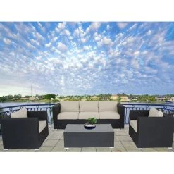 Brighton Balcony 5 Seat Outdoor Lounge Set In Black