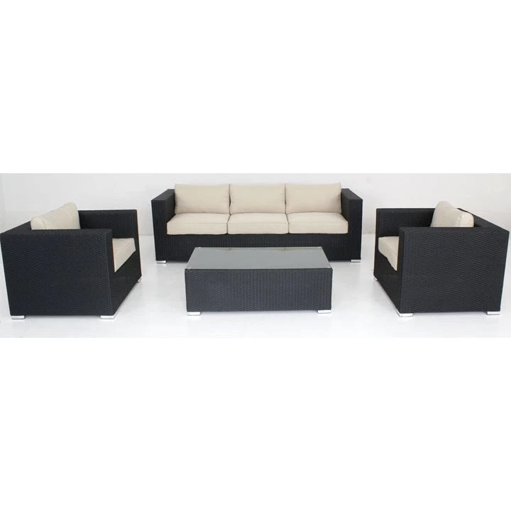 Brighton Balcony 5 Seat Outdoor Lounge Set In Black - Image 2