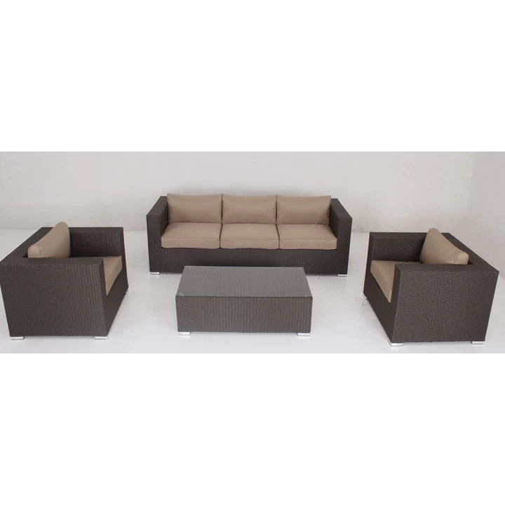 Brighton Balcony 5 Seat Outdoor Lounge Set In Brown - Image 2