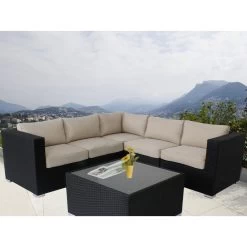 Ellana 5 Seat Corner Outdoor Lounge Set In Black