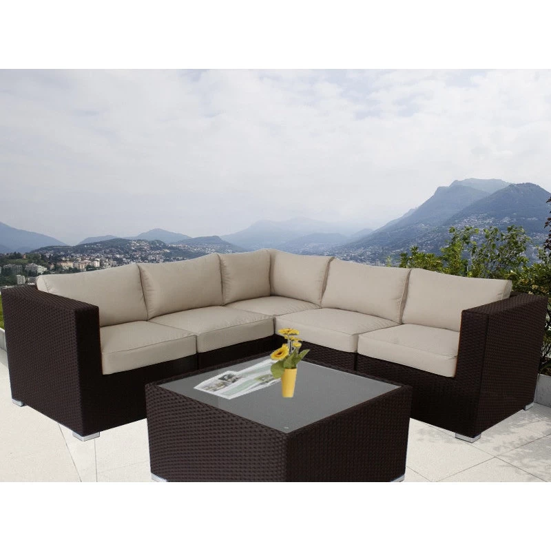 Ellana 5 Seat Corner Outdoor Lounge Set In Brown