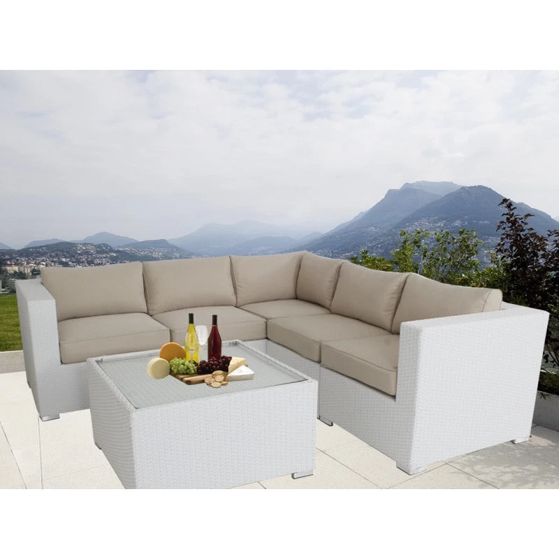Ellana 5 Seat Corner Outdoor Lounge Set In White