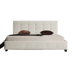 Fife Queen PU Leather Padded Bed Frame In White