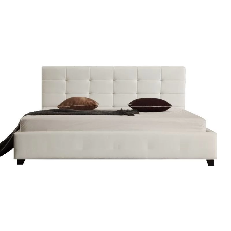 Fife Queen PU Leather Padded Bed Frame In White