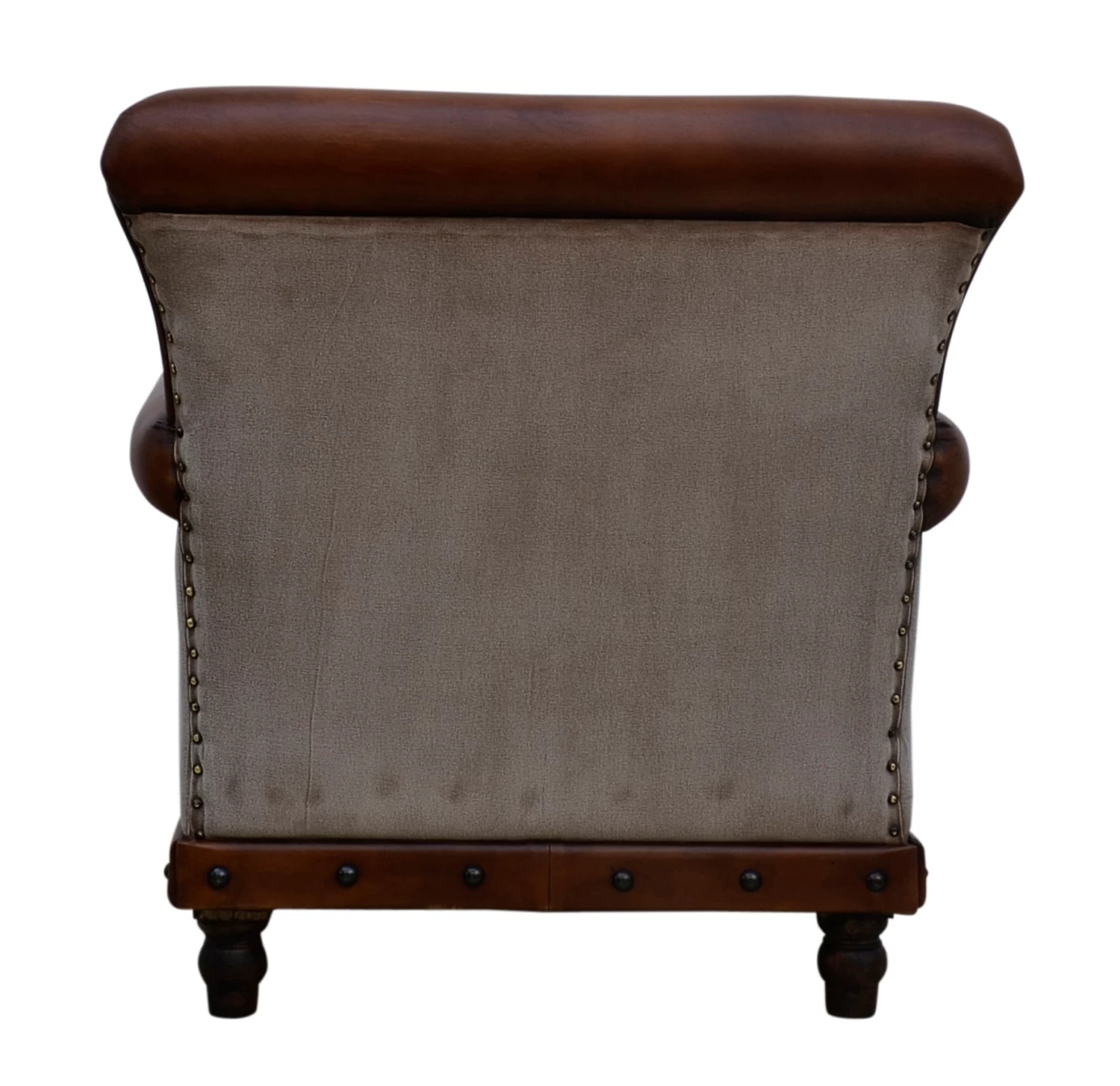 Vintage White Canvas Leather Armchair - Image 6