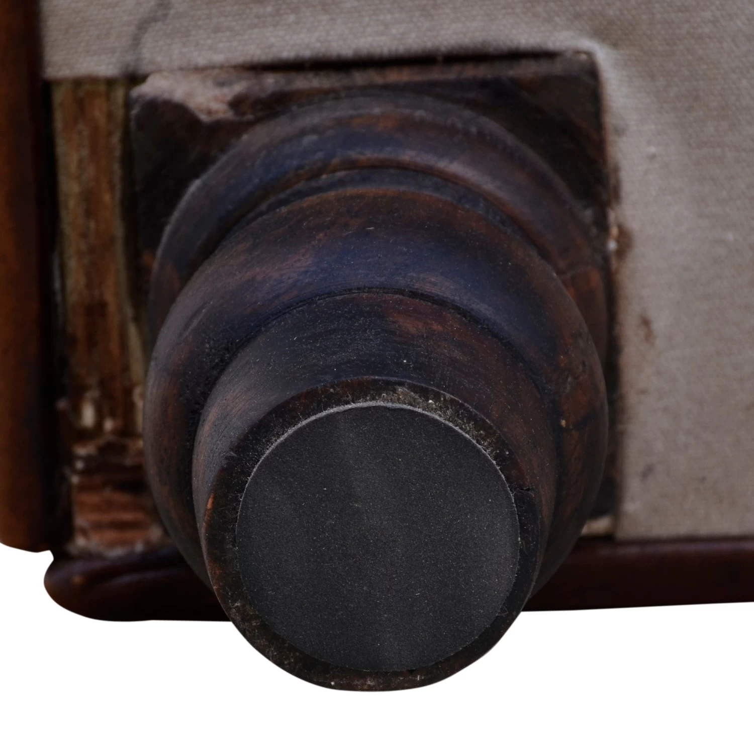 Vintage White Canvas Leather Armchair - Image 12