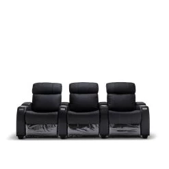 Anna Black Leather Electric Recliner Home Theatre Lounge Suite - 3 Seater