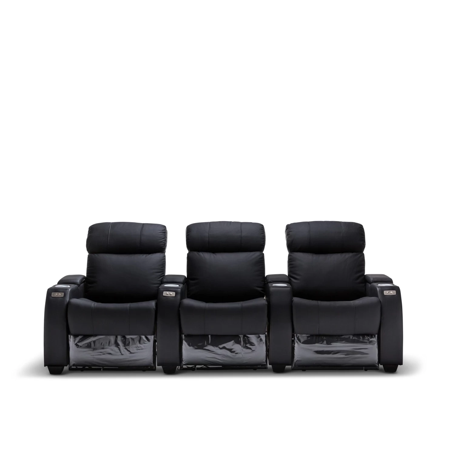 Anna Black Leather Electric Recliner Home Theatre Lounge Suite - 3 Seater
