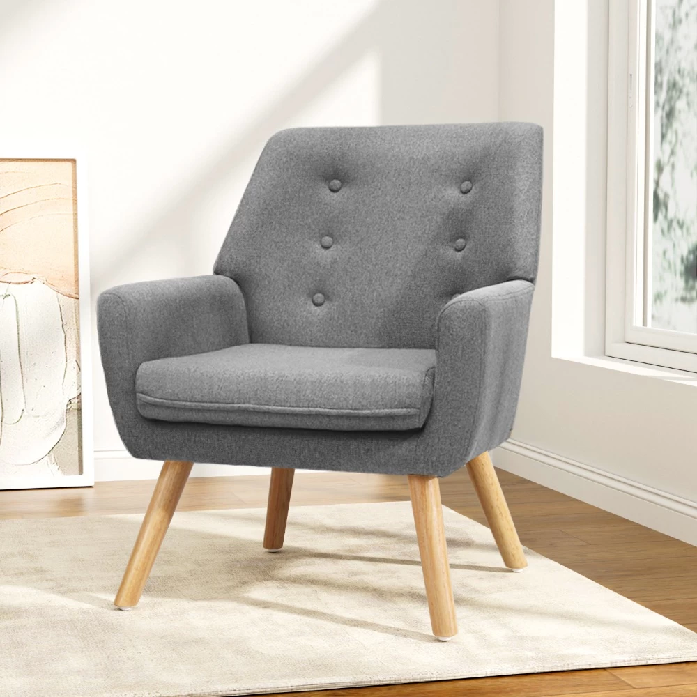 Artiss Armchair Lounge Chair Fabric - Grey