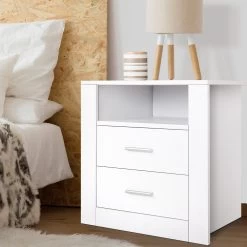 Artiss Bedside Tables 2 Drawers Side Table Nightstand With Shelf White