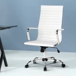 Artiss Office Chair Leather Executive Chairs White