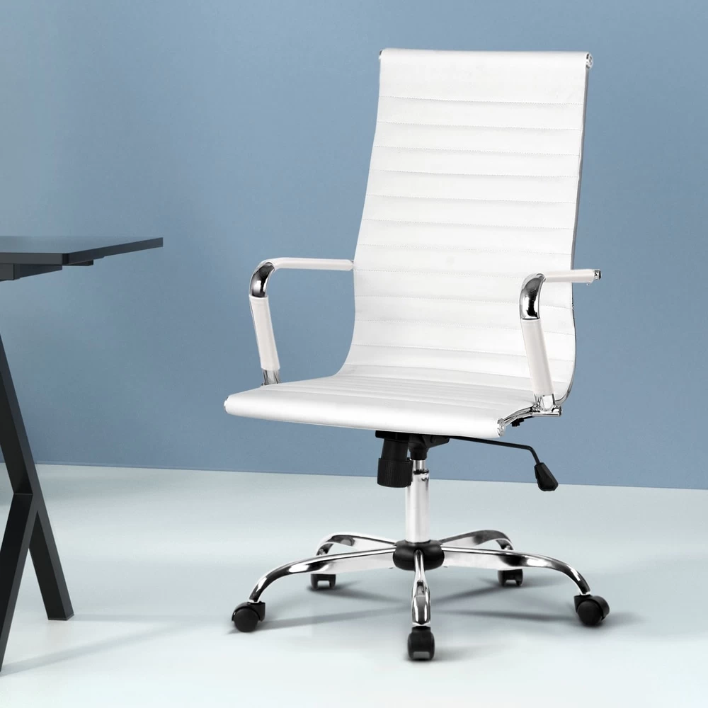Artiss Office Chair Leather Executive Chairs White