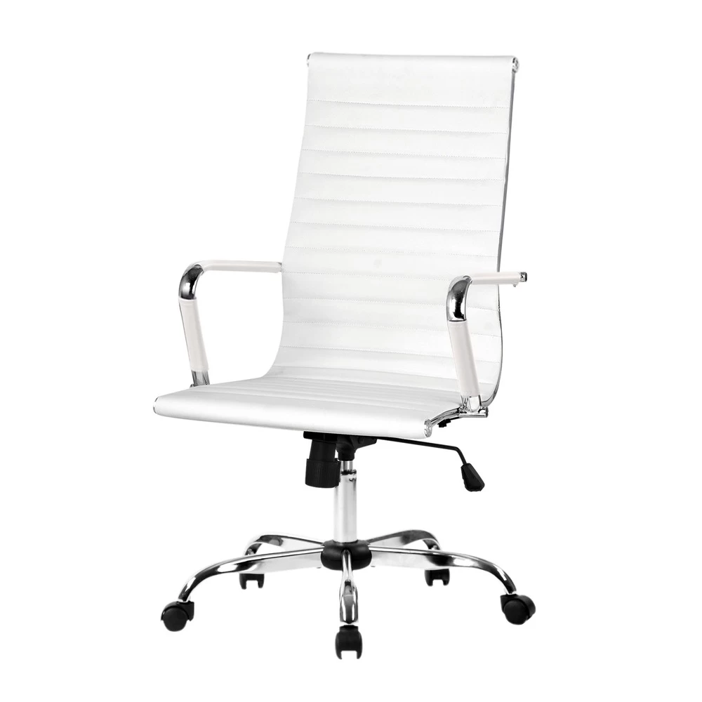 Artiss Office Chair Leather Executive Chairs White - Image 2