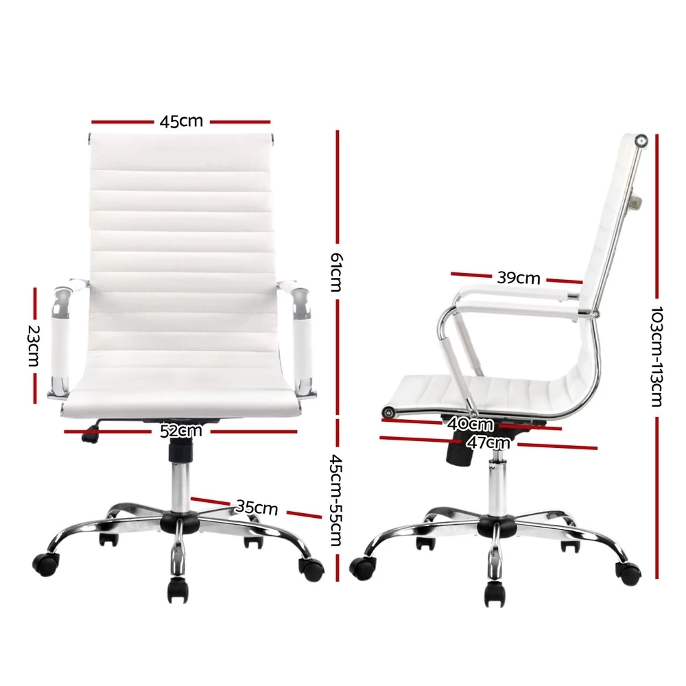 Artiss Office Chair Leather Executive Chairs White - Image 3