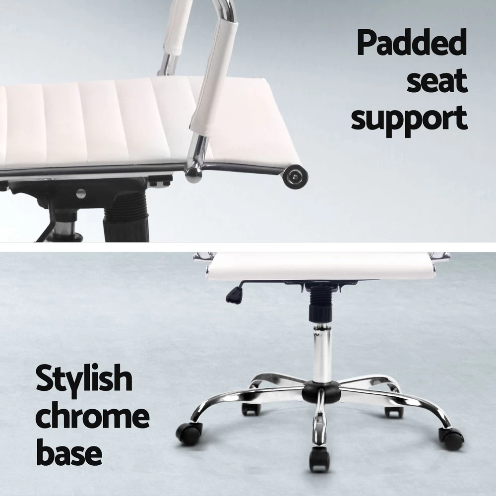 Artiss Office Chair Leather Executive Chairs White - Image 7