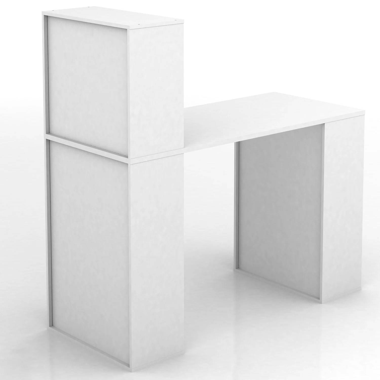 Baxter Multi Storage Office Desk W/ 6 Shelves White - Image 4