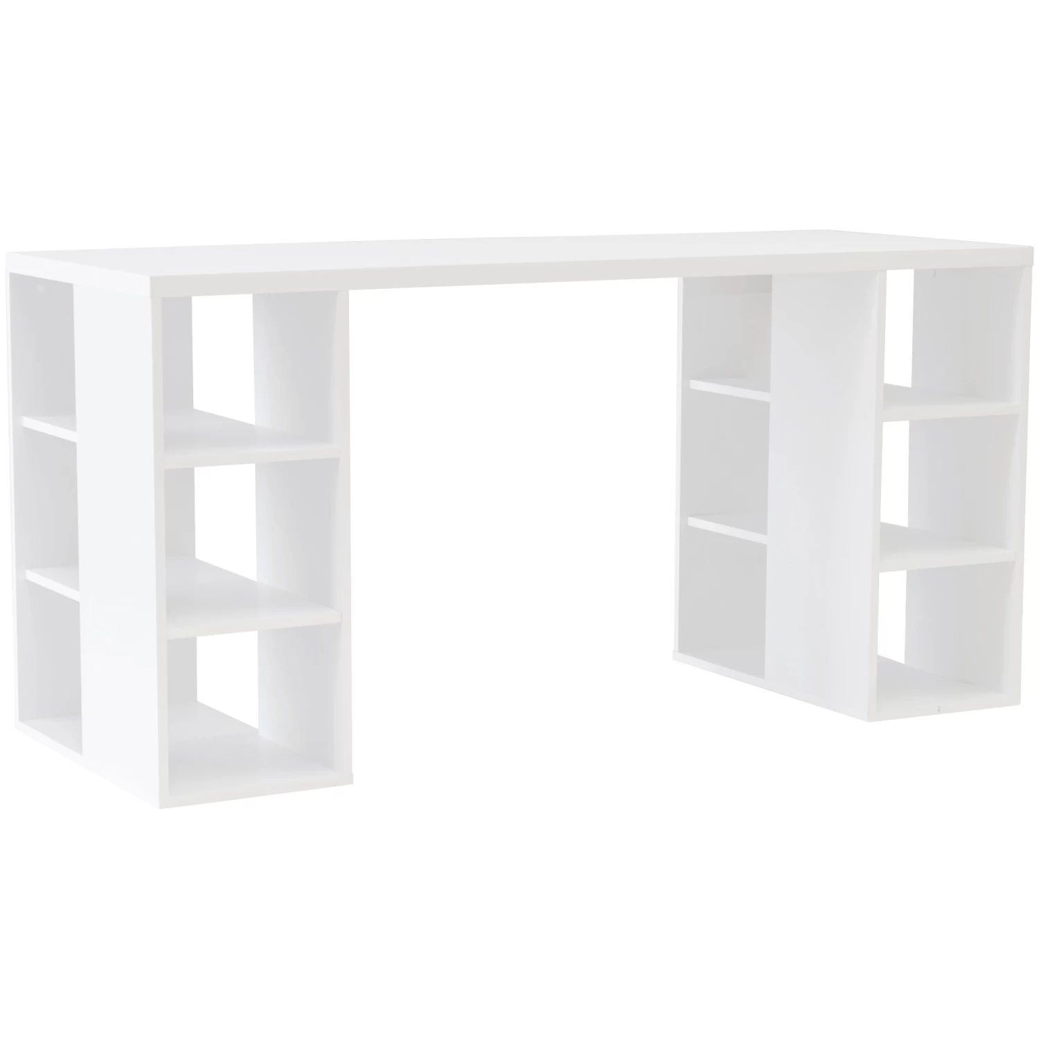 Bloc Modern Desk With 6 Storage Shelves In White - Image 2