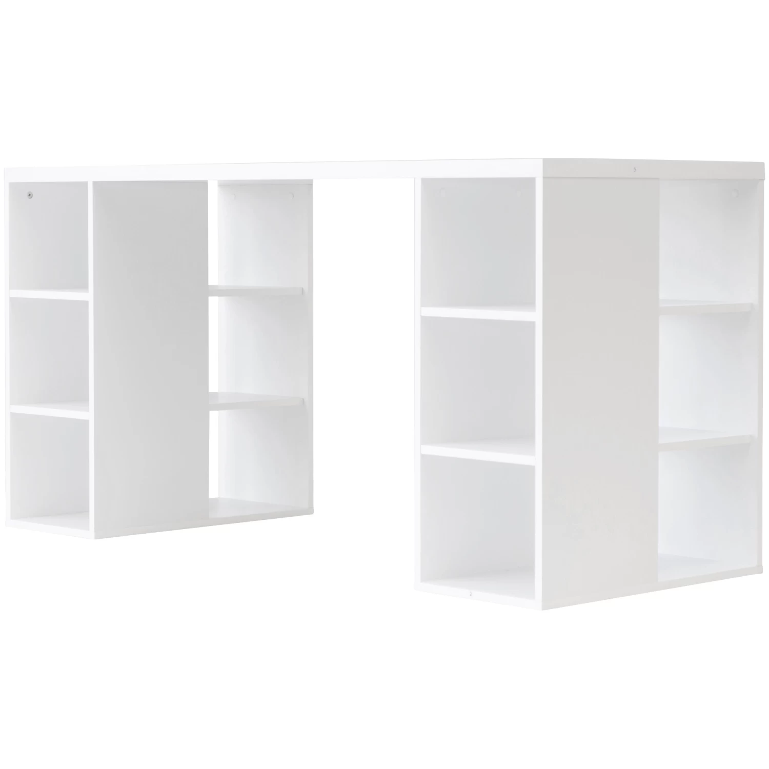 Bloc Modern Desk With 6 Storage Shelves In White - Image 3