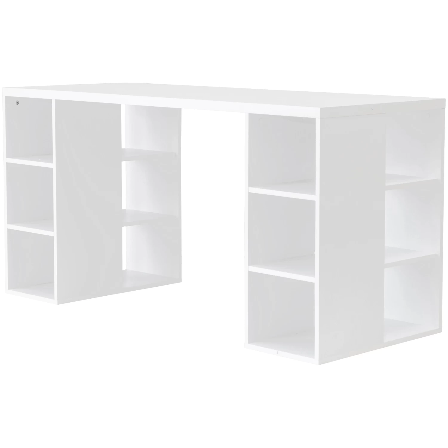 Bloc Modern Desk With 6 Storage Shelves In White - Image 4