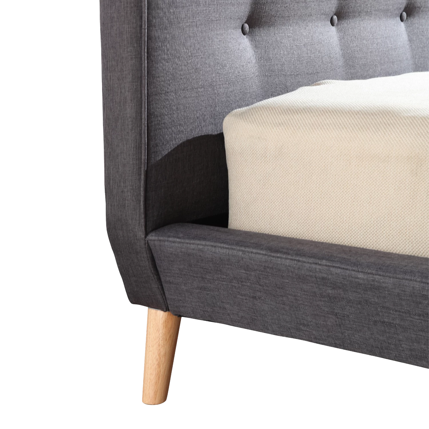 Queen Linen Fabric Deluxe Bed Frame Grey - Image 5