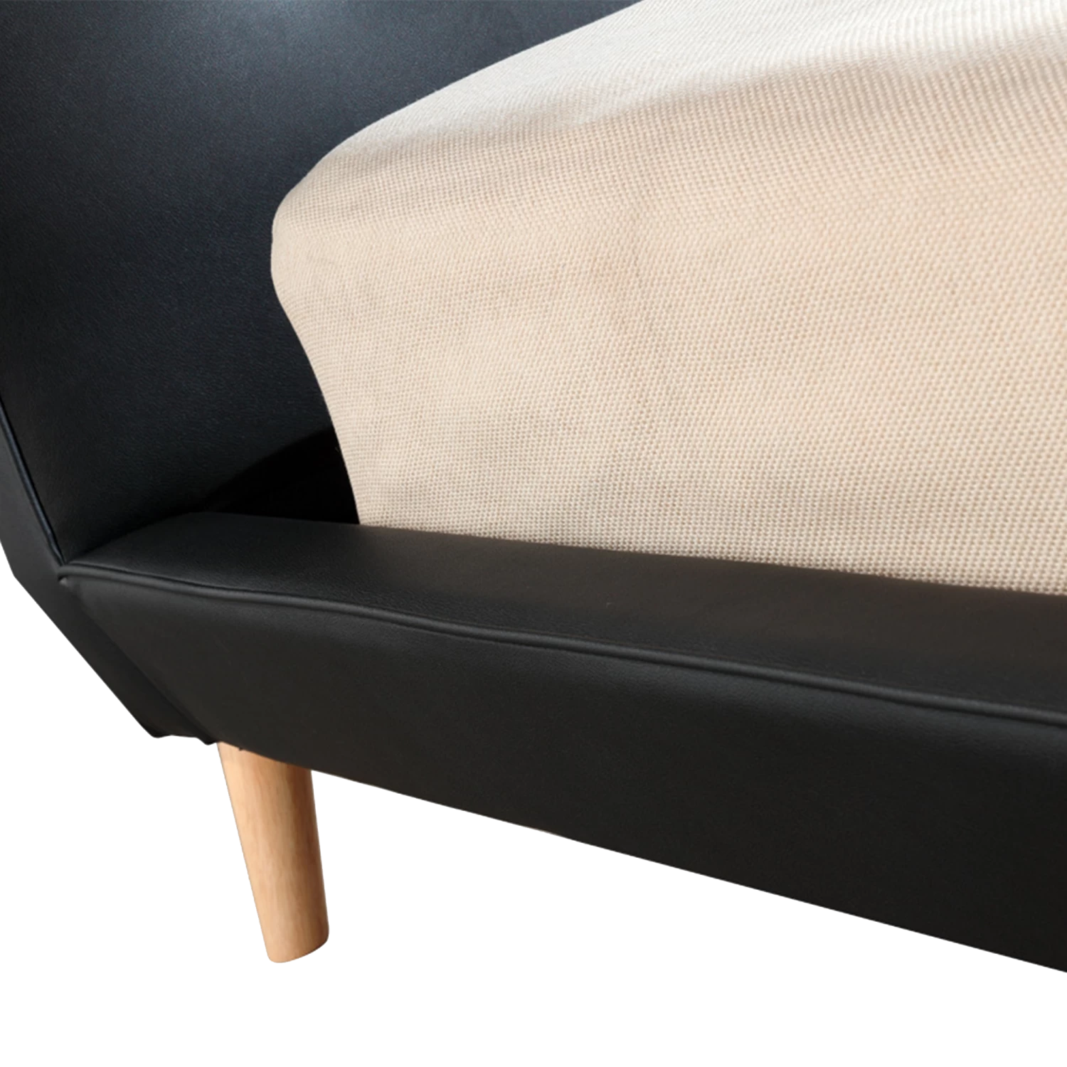 Queen PU Leather Deluxe Bed Frame Black - Image 5