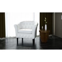 Tub Chair White Faux LeathervidaXL