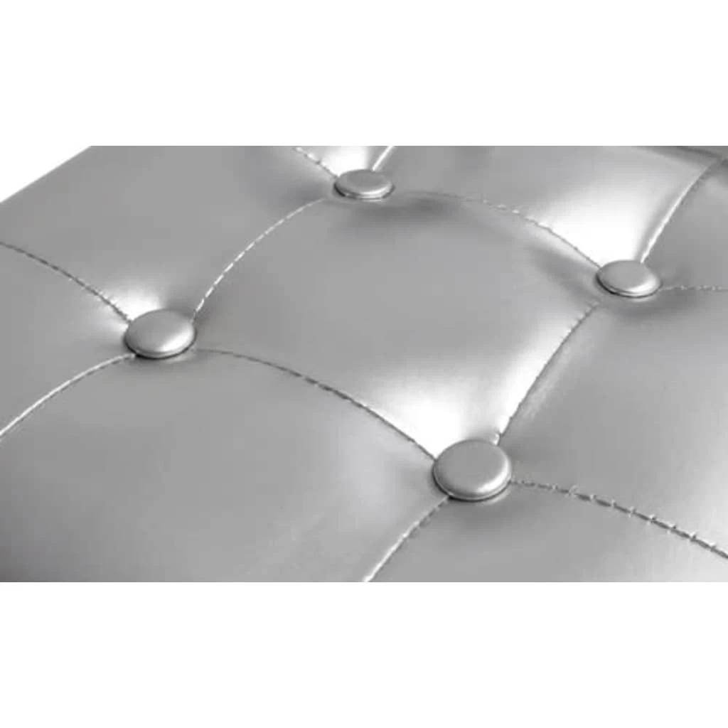 Tub Chair With Footstool Silver Faux LeathervidaXL - Image 4