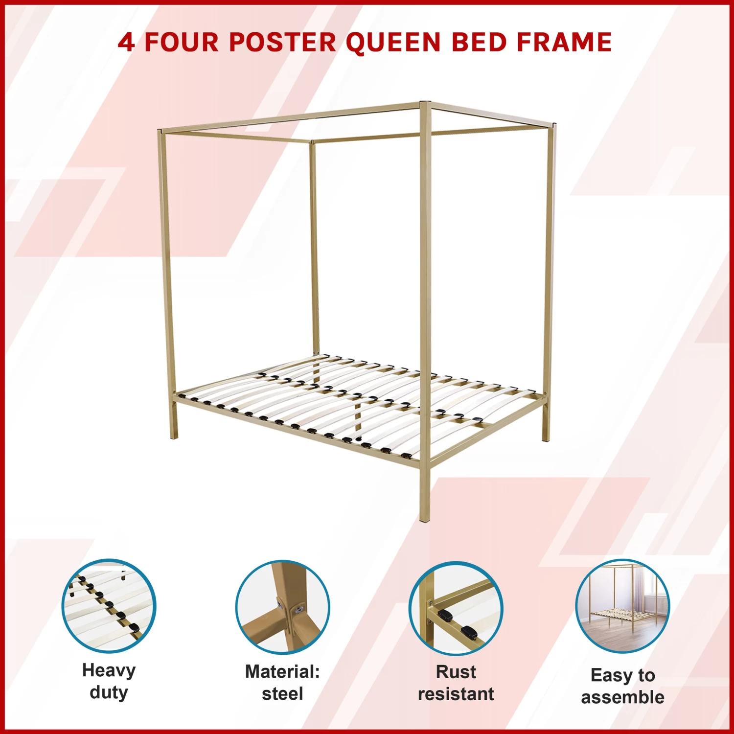 4 Four Poster Queen Bed Frame - Image 3
