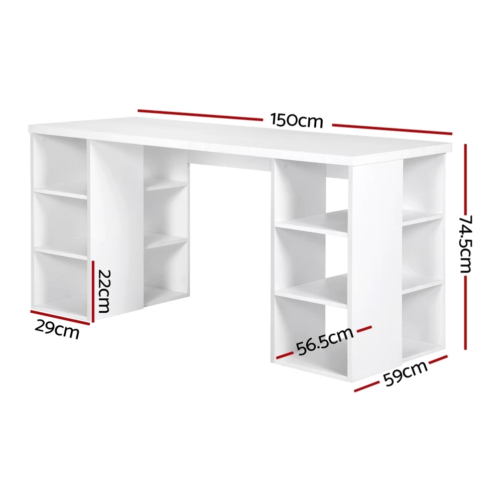 Artiss Computer Desk 3 Tier Storage Shelves White - Image 3