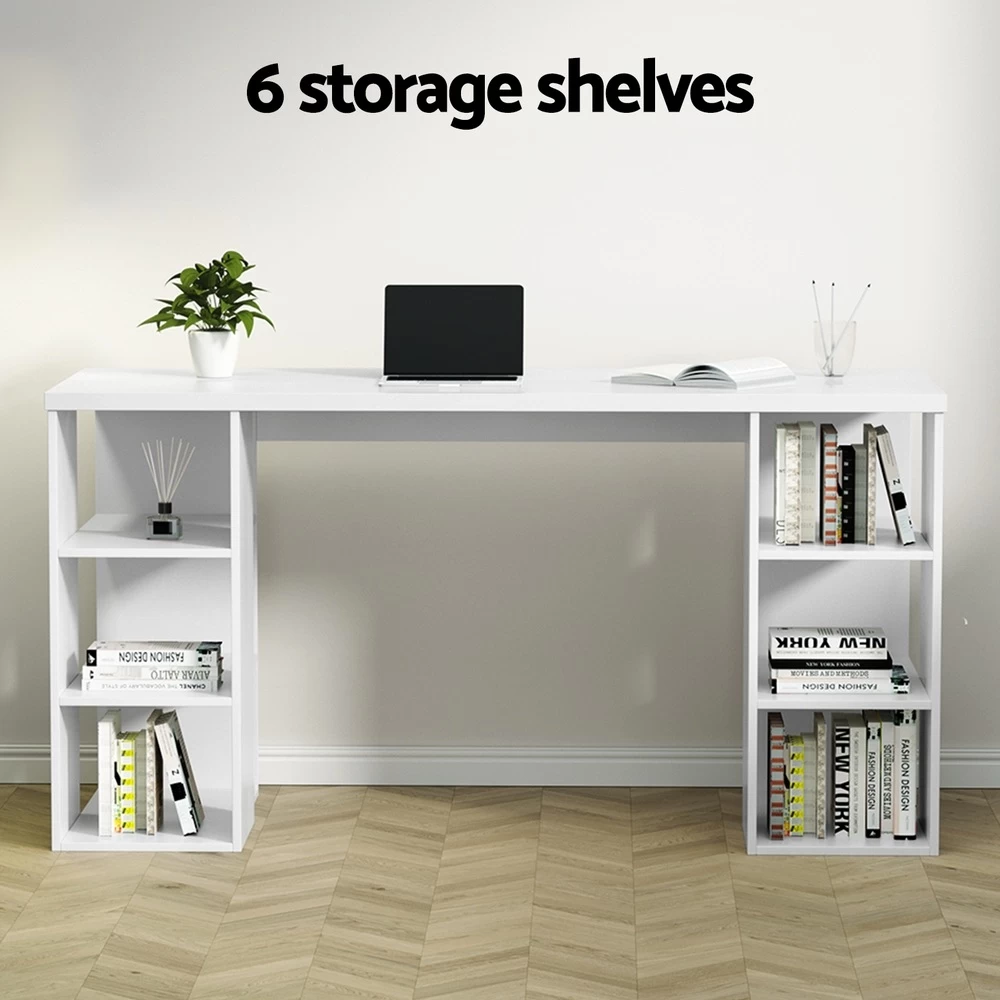 Artiss Computer Desk 3 Tier Storage Shelves White - Image 5