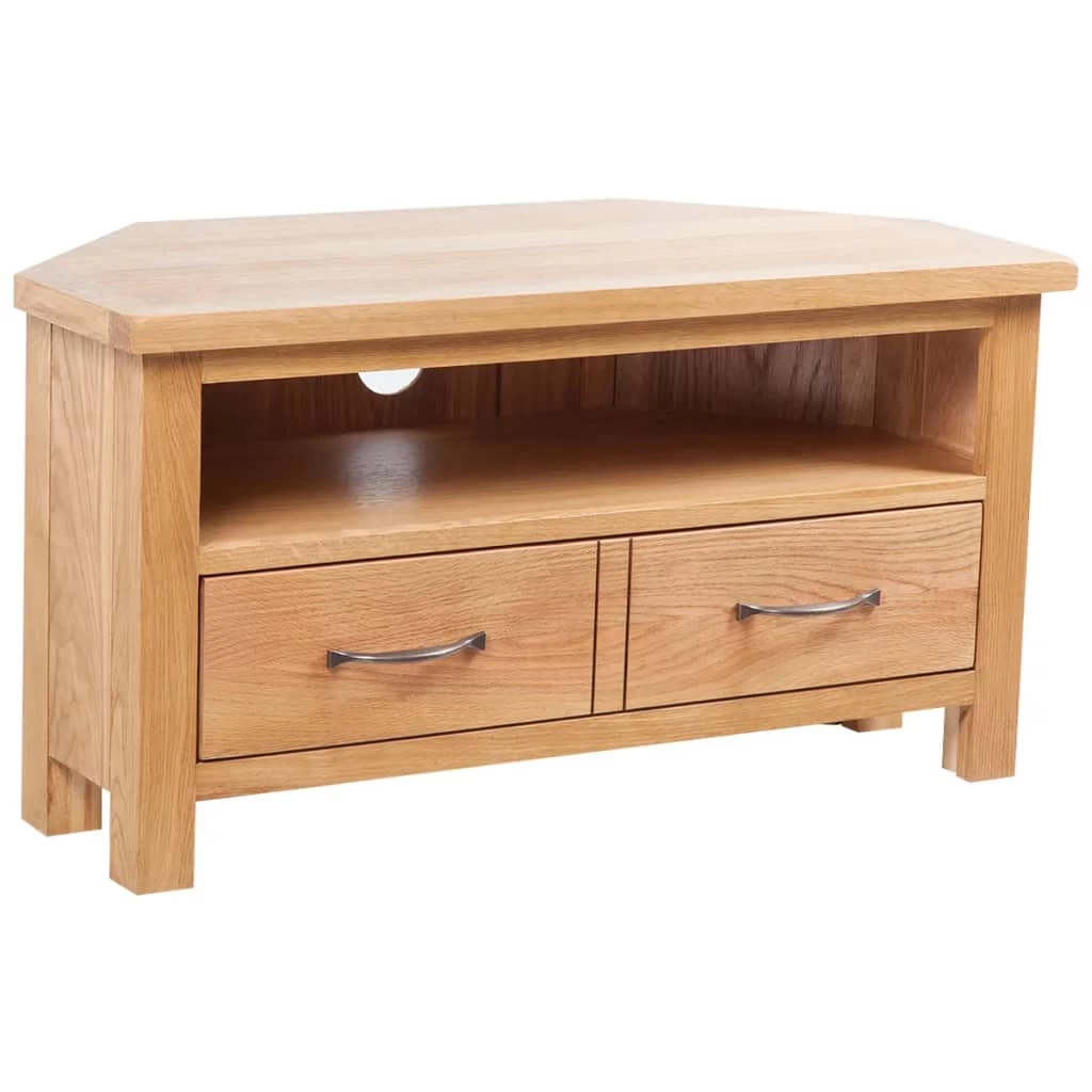 TV Cabinet With Drawer 88 X 42 X 46 Cm Solid Oak Wood VidaXL