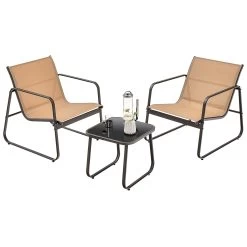 Costway Outdoor Table Chairs All Weather Patio Conversation Set Bistro Balcony Garden