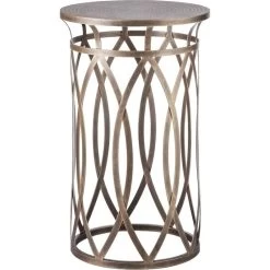 Cross Legged Engraved Iron Side Table In Brass
